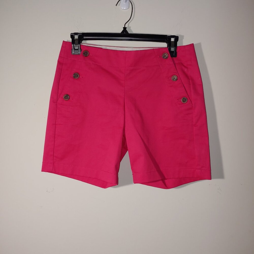 J.Crew Sailor Flat Front Side Buttons Short Size 0 Fuchsia Pink